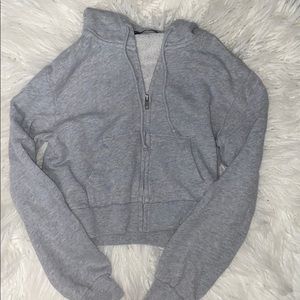 brandy melville cropped light gray jacket